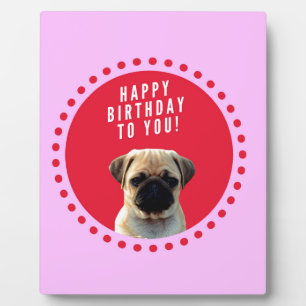 Cute Puppy Dog Happy Birthday Red Stippen Roze Fotoplaat