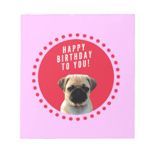 Cute Puppy Dog Happy Birthday Red Stippen Roze Notitieblok