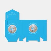 Cute Puppy Dog in Blue Scarf Happy 1st Birthday Bedankdoosjes (Uitgevouwen)