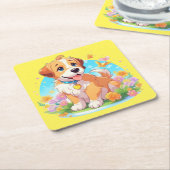 Cute Puppy Dog Kartonnen Onderzetters (Schuin)