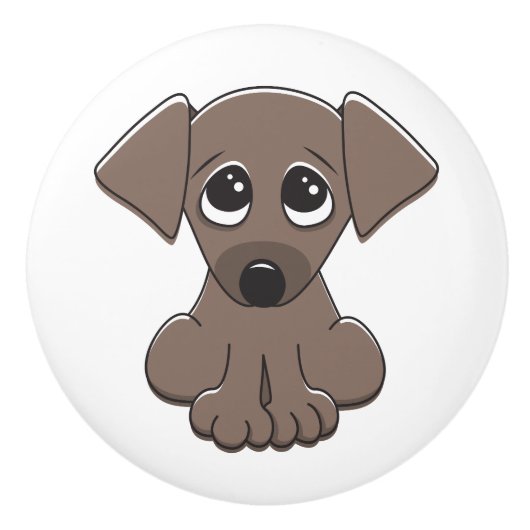 Cute puppy dog keramische knop (Voorkant)