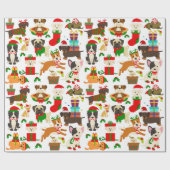 Cute Puppy Dog Kerstmis Cadeaupapier (Vlak)
