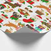Cute Puppy Dog Kerstmis Cadeaupapier (Hoek)