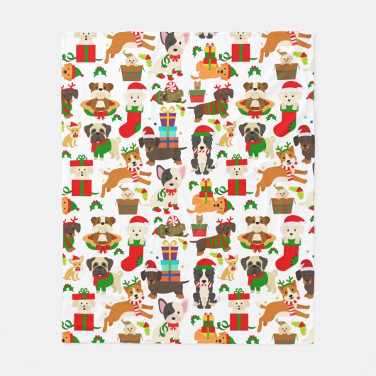 Cute Puppy Dog Kerstmis Fleece Deken (Voorkant)