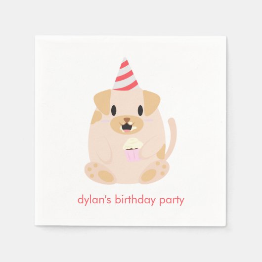 Cute Puppy Dog kinderen Birthday Party Servet (Voorkant)