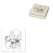 Cute Puppy Dog Knitting Bag Art Rubberstempel (Gestempeld)