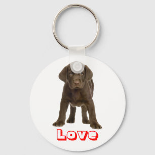 Cute Puppy Dog Love Chocolate Labrador Retriever Sleutelhanger