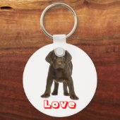 Cute Puppy Dog Love Chocolate Labrador Retriever Sleutelhanger (Voorkant)