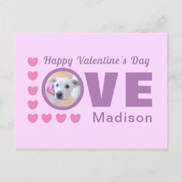 Cute Puppy Dog Love Hearts Valentijnsdag Lavender Briefkaart