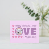 Cute Puppy Dog Love Hearts Valentijnsdag Lavender Briefkaart (Staand voorkant)
