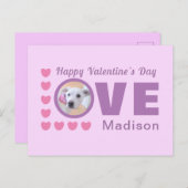 Cute Puppy Dog Love Hearts Valentijnsdag Lavender Briefkaart (Voorkant / Achterkant)
