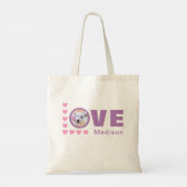 Cute Puppy Dog Love Hearts Valentijnsdag Lavender Tote Bag (Achterkant)
