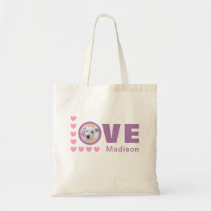 Cute Puppy Dog Love Hearts Valentijnsdag Lavender Tote Bag
