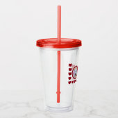 Cute Puppy Dog Love Hearts Valentijnsdag Red Acryl Drinkbeker (Rechts)