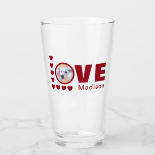 Cute Puppy Dog Love Hearts Valentijnsdag Red Glas