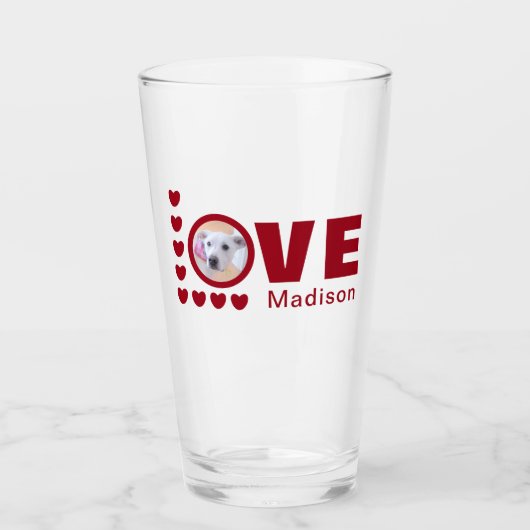 Cute Puppy Dog Love Hearts Valentijnsdag Red Glas (Voorkant)
