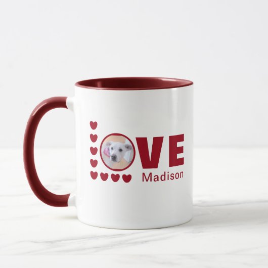 Cute Puppy Dog Love Hearts Valentijnsdag Red Mok (Links)