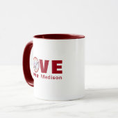 Cute Puppy Dog Love Hearts Valentijnsdag Red Mok (Voorkant links)