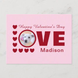 Cute Puppy Dog Love Hearts Valentijnsdag Red Post Briefkaart