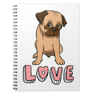 Cute Puppy Dog Love Moeder Cadeau Cartoon Pug Noti Notitieboek