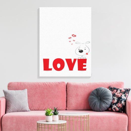 Cute Puppy Dog Love | VALENTIJNSDAG Canvas Afdruk (Insitu (Woonkamer))