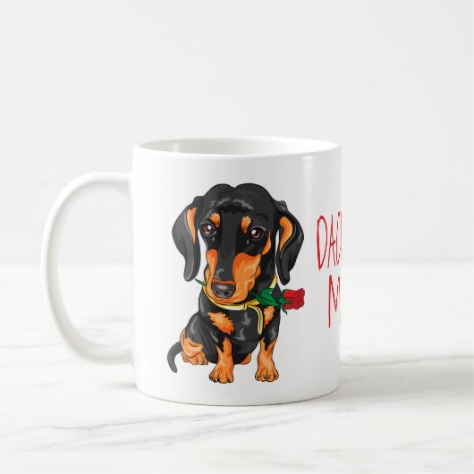 Cute Puppy Dog Mam Gift Cartoon Dachshund Koffiemok (Links)