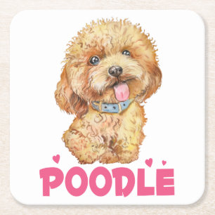 Cute Puppy Dog Mam Gifts Waterverf Abriot Poodle Kartonnen Onderzetters