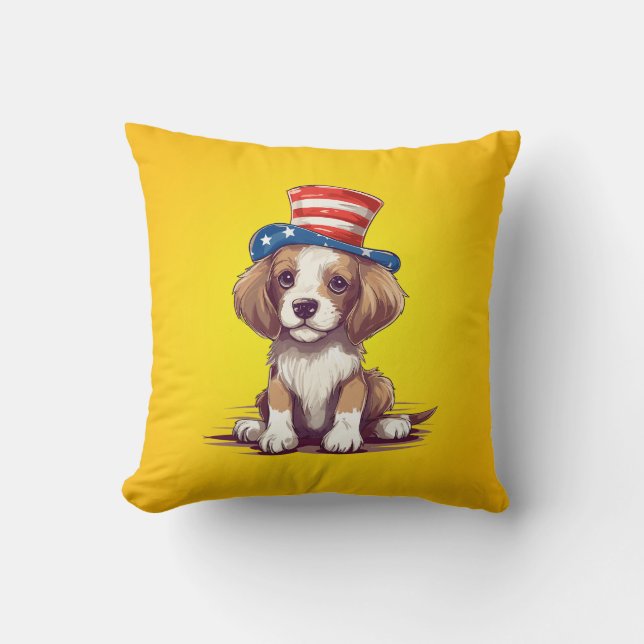 Cute Puppy Dog met Hoed-54676 Kussen (Voorkant)