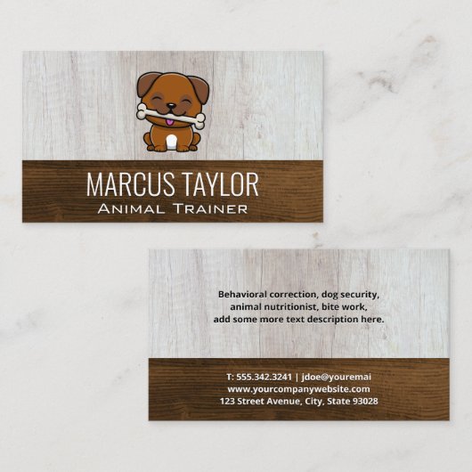 Cute Puppy | Dog-opleiding | Hout Visitekaartje (Voorkant / Achterkant)