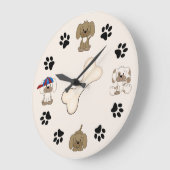 Cute Puppy Dog, Paw Prints and Bone Boys Grote Klok (Hoek)