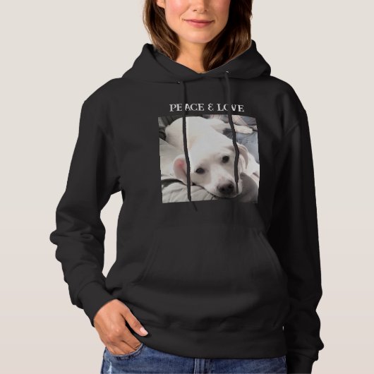 Cute Puppy Dog Peace and Love Kerstmis Hoodie (Voorkant)