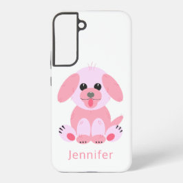 Cute Puppy Dog Persoonlijke Roze Cartoon Samsung Galaxy Hoesje