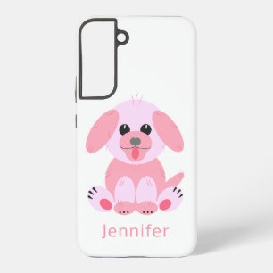 Cute Puppy Dog Persoonlijke Roze Cartoon Samsung Galaxy Hoesje