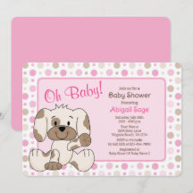 Cute Puppy Dog Pink Pok Baby shower