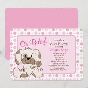 Cute Puppy Dog Pink Pok Baby shower Kaart