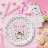 Cute Puppy Dog Pink Pok Baby shower Papieren Bordje (Feest)