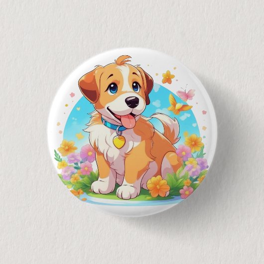 Cute Puppy Dog Ronde Button 3,2 Cm (Voorkant)