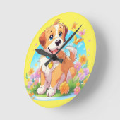 Cute Puppy Dog Ronde Klok (Hoek)