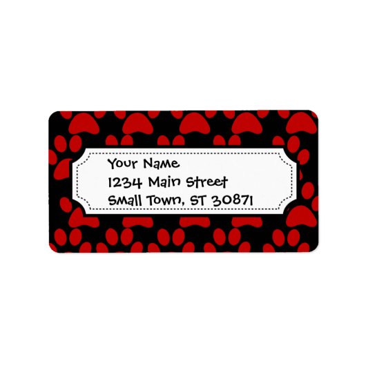 Cute Puppy Dog schildert Drukken Rood zwart Etiket (Voorkant)