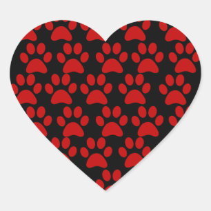 Cute Puppy Dog schildert Drukken Rood zwart Hart Sticker
