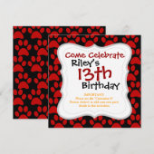 Cute Puppy Dog schildert Drukken Rood zwart Kaart (Voorkant / Achterkant)