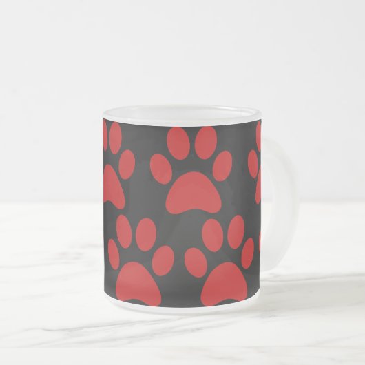Cute Puppy Dog schildert Drukken Rood zwart Matglas Koffiemok (Voorkant rechts)