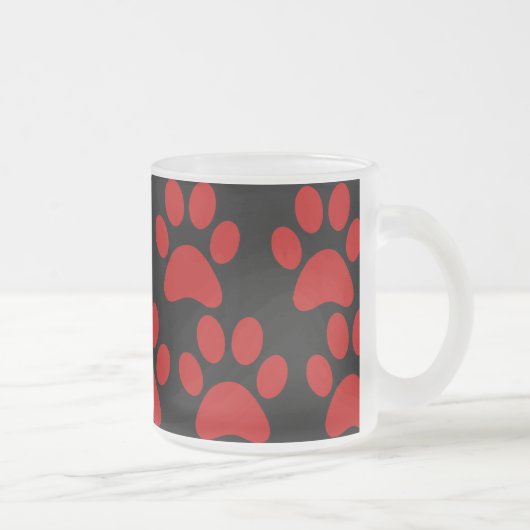 Cute Puppy Dog schildert Drukken Rood zwart Matglas Koffiemok (Rechts)