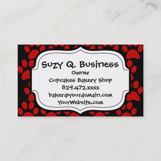 Cute Puppy Dog schildert Drukken Rood zwart Visitekaartje (Voorkant)