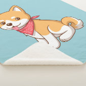 Cute Puppy Dog Shiba Inu on Blue Sherpa Deken (3/4)