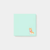 Cute Puppy Dog Shiba Inu on Green Post-it® Notes (Voorkant)