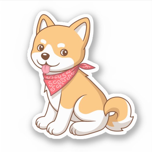 Cute Puppy Dog Shiba Inu Sticker (Voorkant)