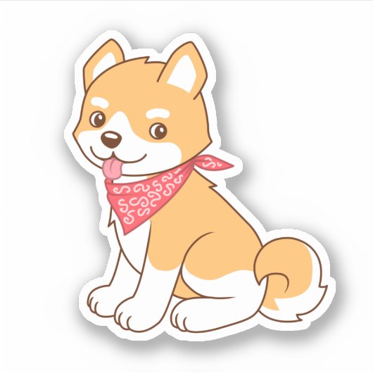 Cute Puppy Dog Shiba Inu Sticker (Voorkant)