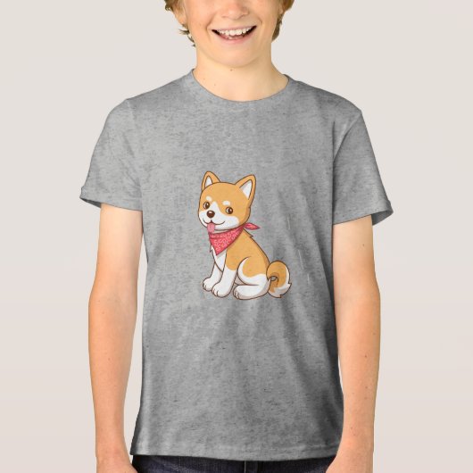 Cute Puppy Dog Shiba Inu Tri-Blend Shirt (Voorkant)