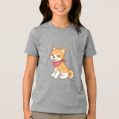 Cute Puppy Dog Shiba Inu Tri-Blend Shirt (Voorkant)